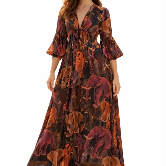 Farm Rio Elephant Print Maxi - Picture 2 of 7